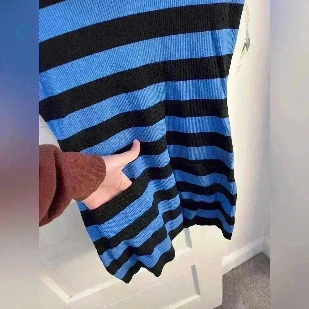 NWT international concepts blue & black striped sweater‎ dress - Picture 2 of 6